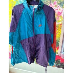 0148 Vintage Nike Colorblock Windbreaker Jacket Teal Purple